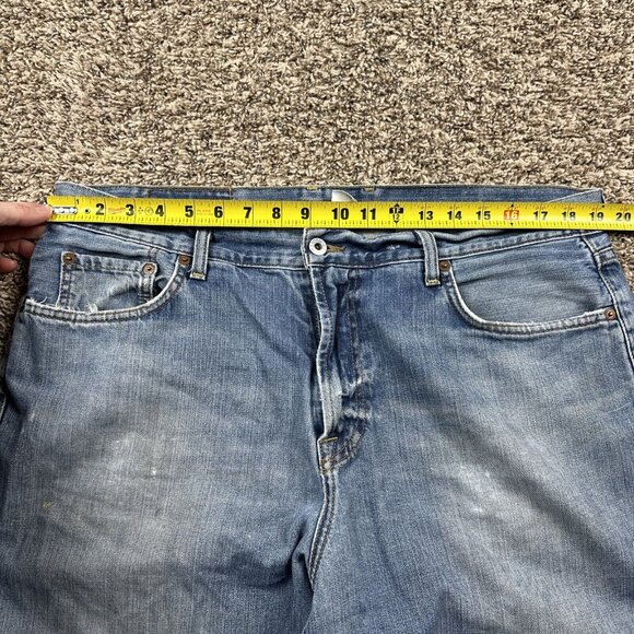 VTG Lucky Brand Dungarees Wide Leg Jeans Baggy Mens 38 Blue Y2K Relax Distressed - Picture 5 of 11